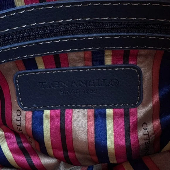 NWT Tignanello Midnight Blue Genuine Leather/Suede Messenger Crossbody Bag - Picture 4 of 16